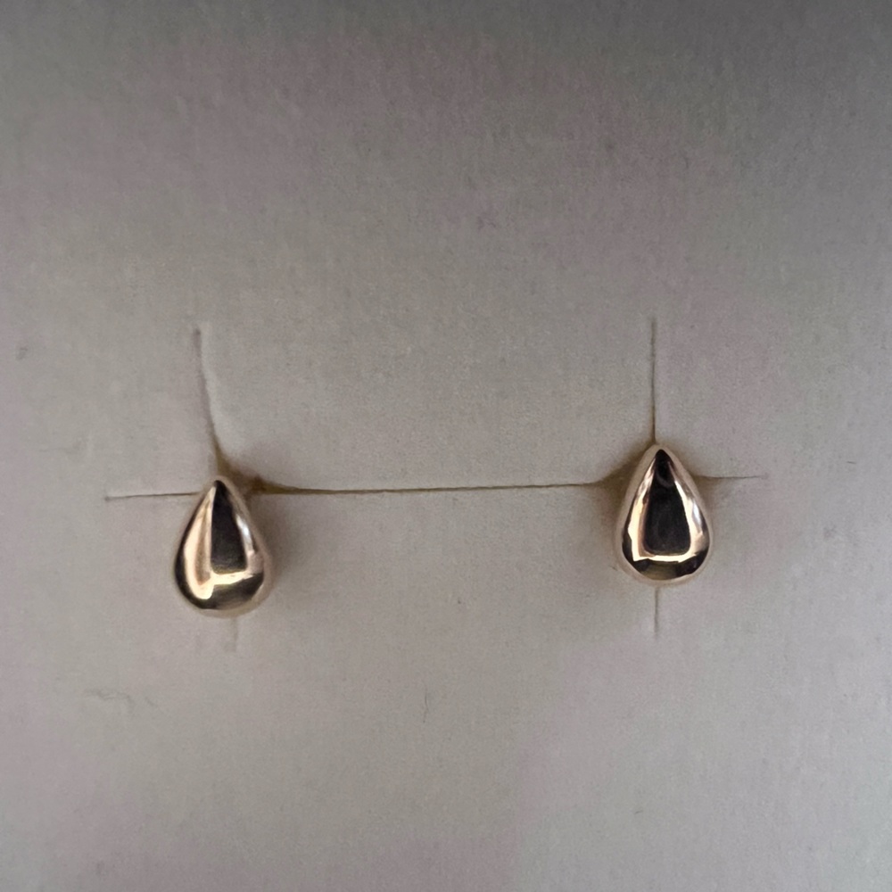 18k Solid Gold Petite Raindrop Stud Earrings - image 3